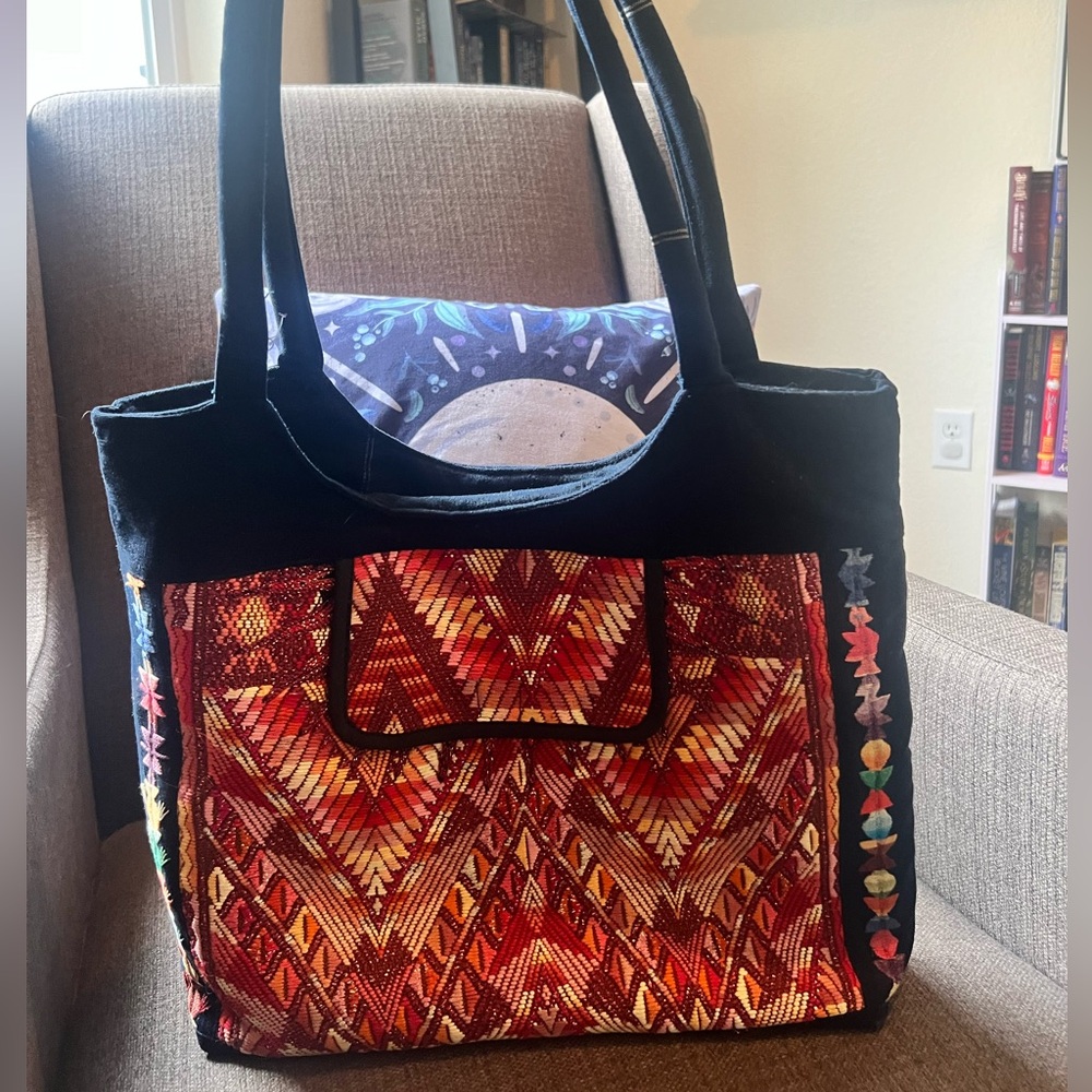 Authentic Guatemala shoulder bag with sparkle huipil